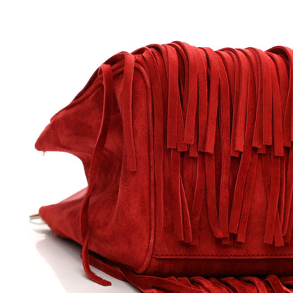Gucci Suede Bamboo Fringe Medium Shopper Tote Red 9 of 12