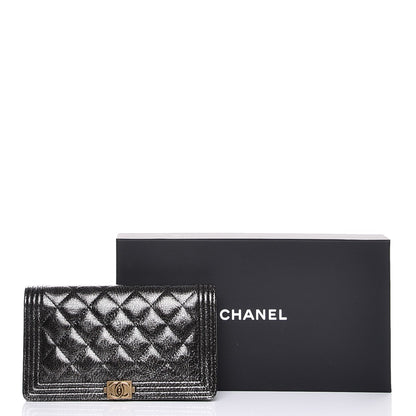 Chanel Metallic Calfskin Quilted Boy Yen Wallet Dark Silver 9 of 9