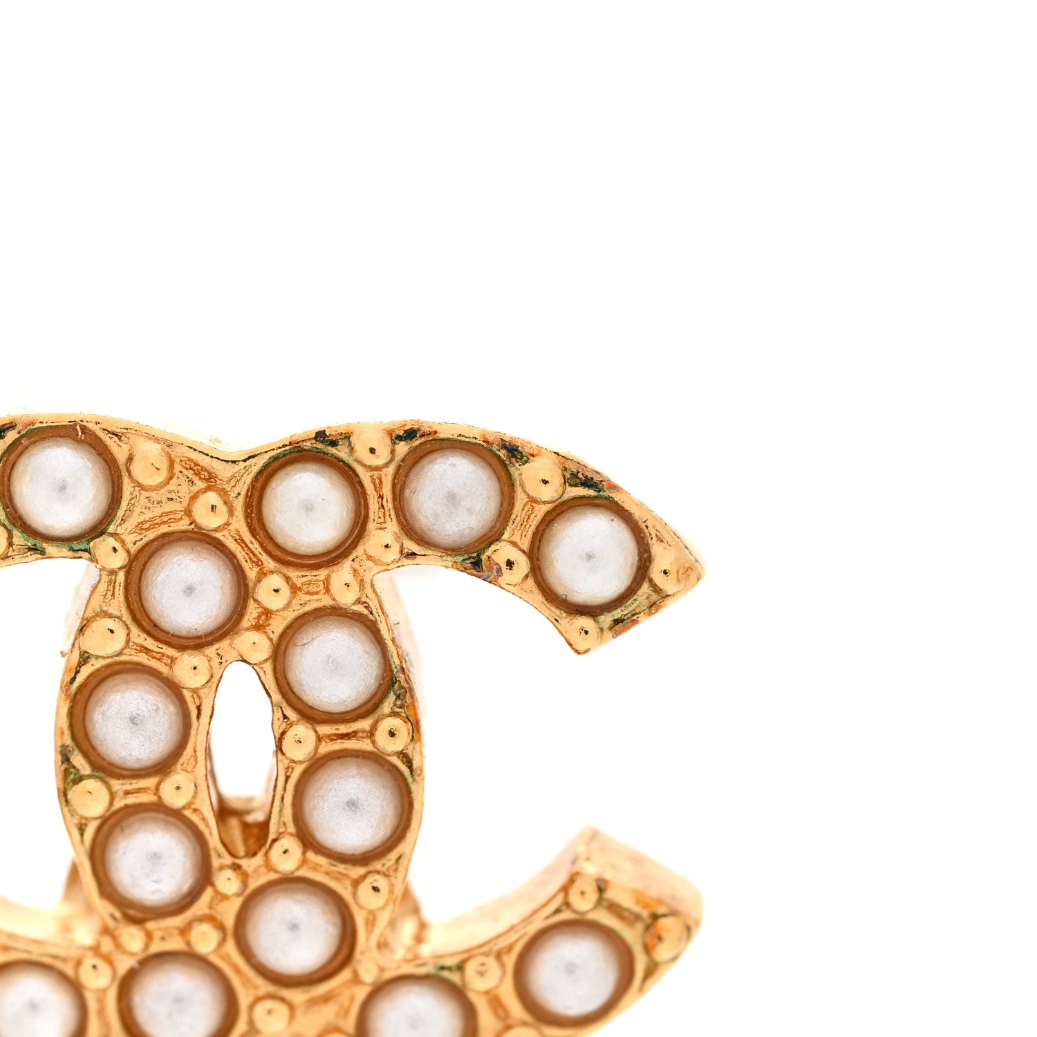Chanel Pearl Studded CC Earrings Gold 6 of 8