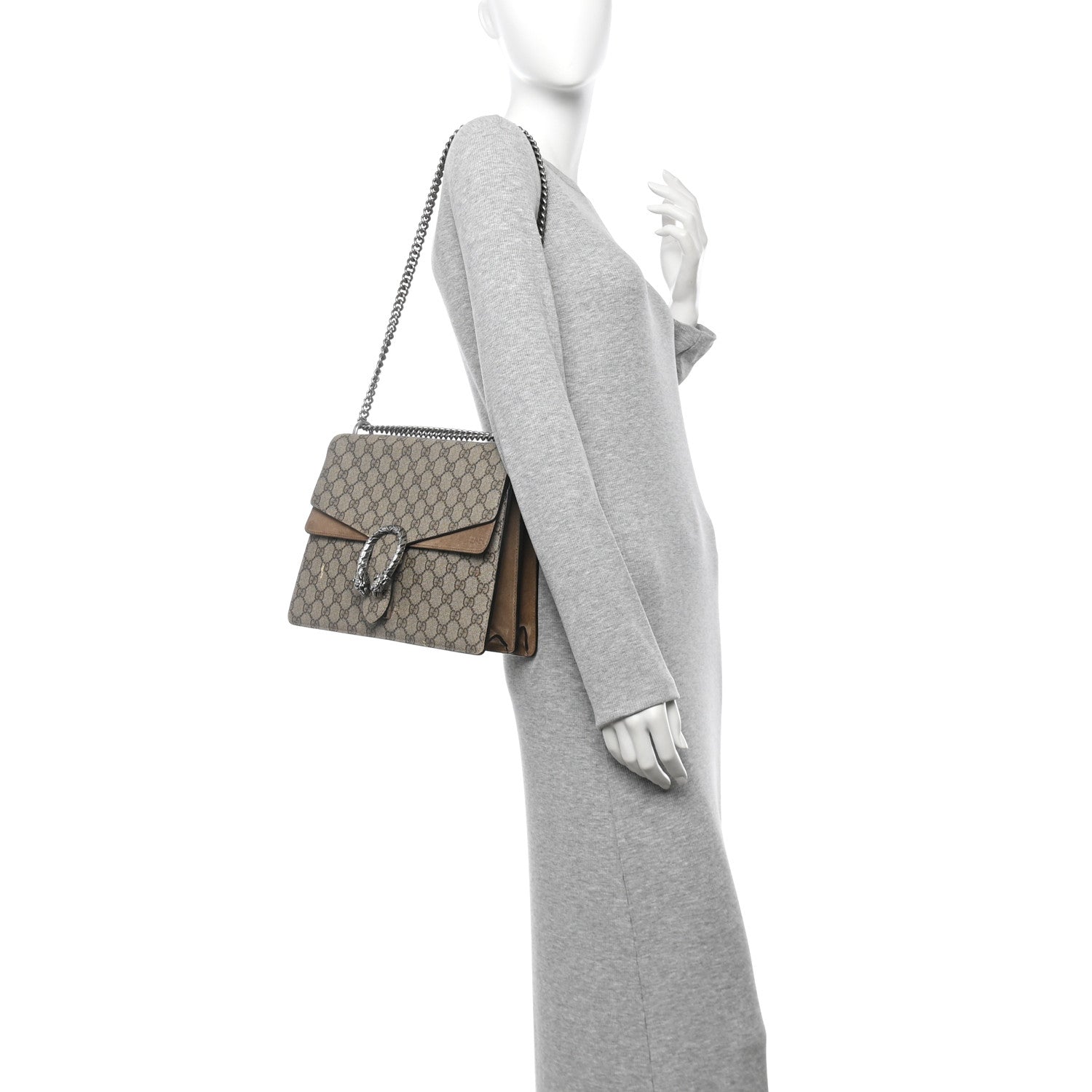 Gucci GG Supreme Monogram Medium Dionysus Shoulder Bag Taupe 2 of 15
