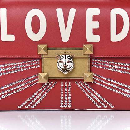Gucci Calfskin Crystal Embellished Loved Shoulder Bag Red 11 of 11