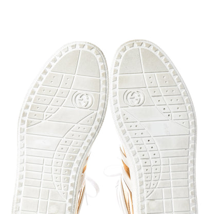 Gucci Calfskin Miro Soft Mens Glow Light High Top Sneakers 8.5 White Gold 13 of 16