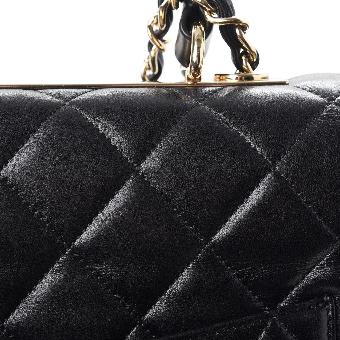 Lambskin Quilted Large Trendy CC Dual Handle Flap Bag Black