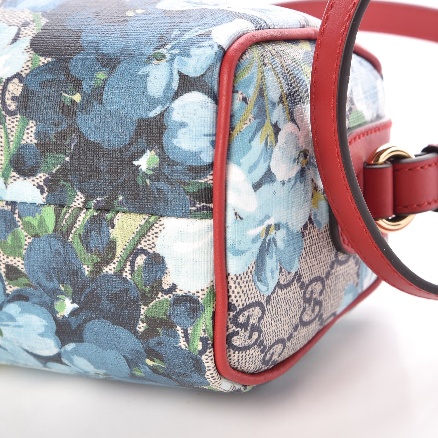 Gucci GG Supreme Monogram Blooms Mini Boston Navy Blue Hibiscus 9 of 9
