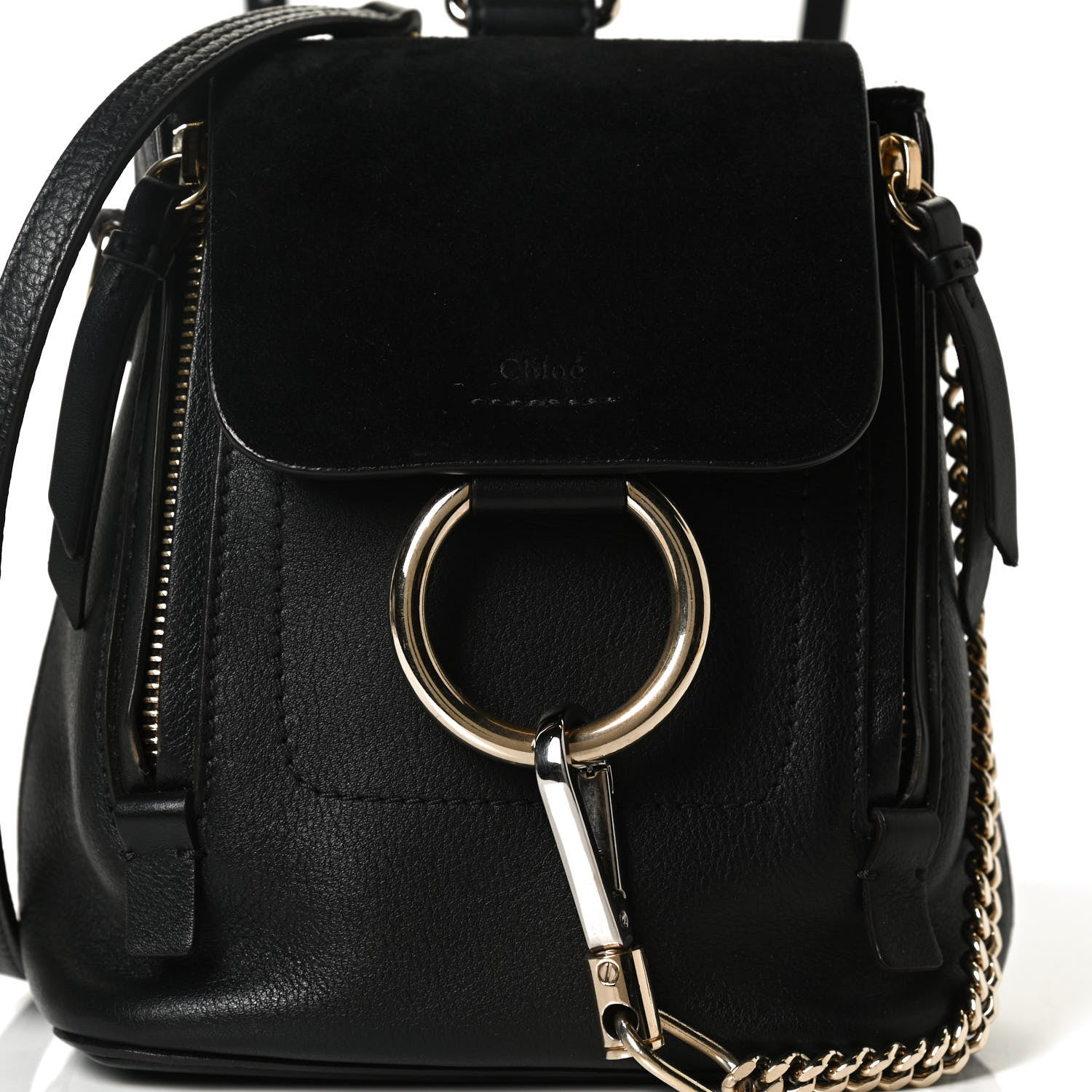 Chloe Suede Calfskin Mini Faye Backpack Black 7 of 11
