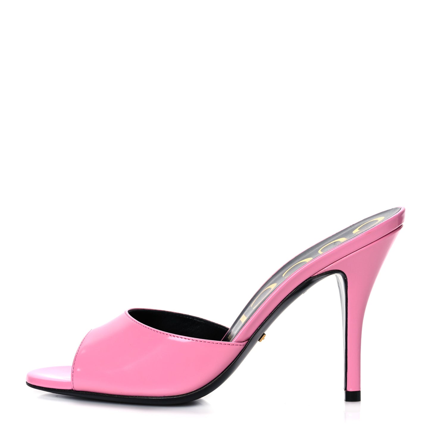 Polished Calfskin Scarlet Mid Heel Slide Sandals 37 Pink Plexi