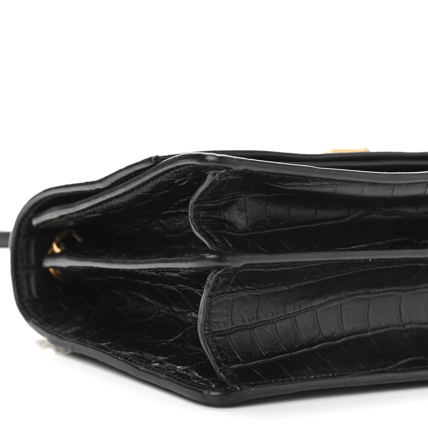 Calfskin Crocodile Embossed Small Monogram Sunset Black