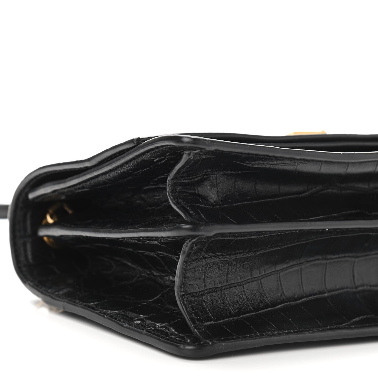 Saint Laurent Calfskin Crocodile Embossed Small Monogram Sunset Black 8 of 9