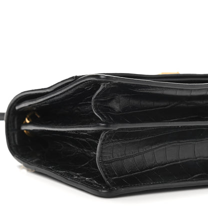 Saint Laurent Calfskin Crocodile Embossed Small Monogram Sunset Black 8 of 9