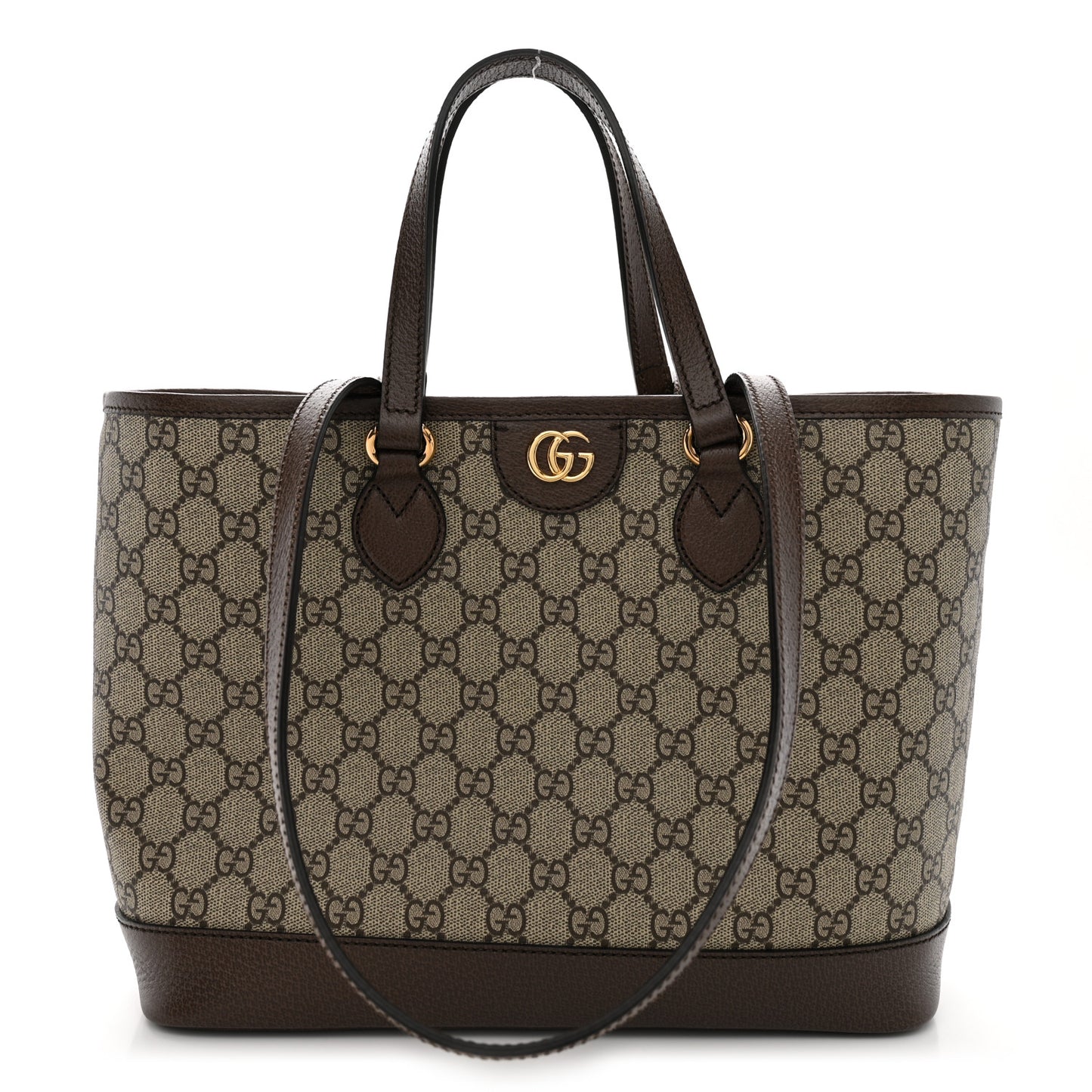 GG Supreme Monogram Textured Calfskin Small Ophidia Shoulder Tote Bag Beige Ebony New Acero