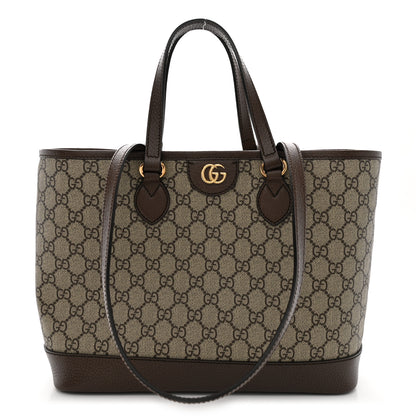 Gucci GG Supreme Monogram Textured Calfskin Small Ophidia Shoulder Tote Bag Beige Ebony New Acero 1 of 11