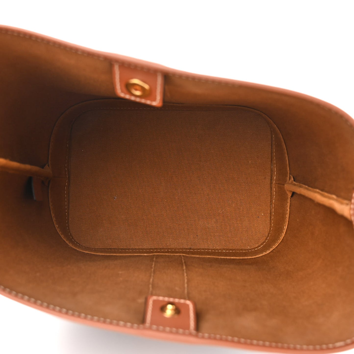Triomphe Canvas Calfskin Small Bucket Bag Tan