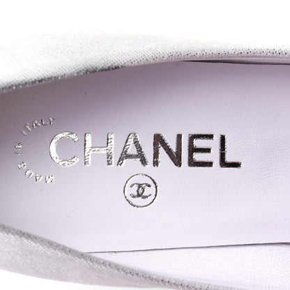Chanel Metallic Fabric Jewel Cap Toe Pumps 39.5 Silver Black 8 of 12