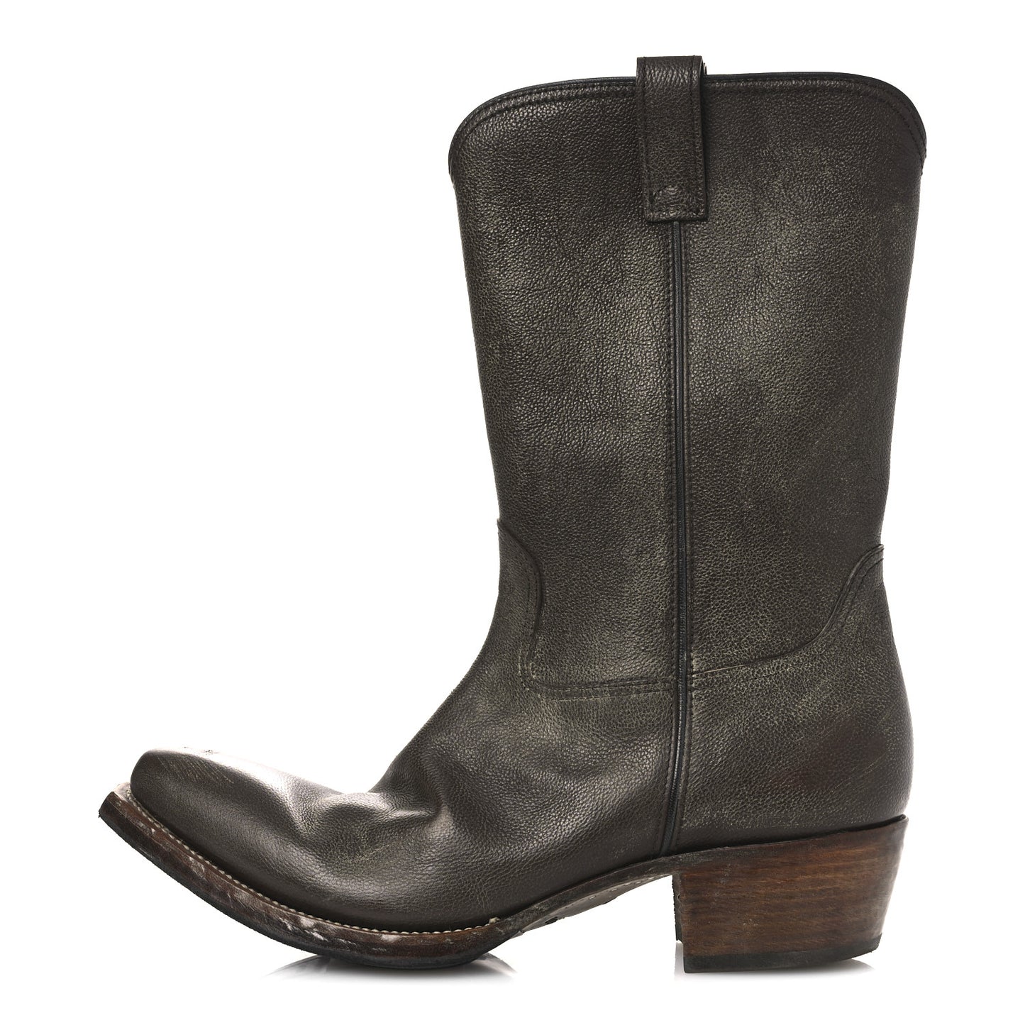 Distressed Calfskin Mens Cowboy Boots 10 Bruciato