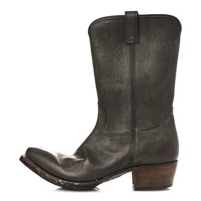 Prada Distressed Calfskin Mens Cowboy Boots 10 Bruciato 1 of 12