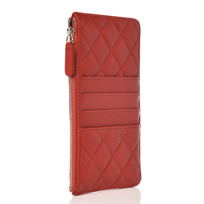 Chanel Caviar Quilted Flat Wallet Pouch Red 3 of 7