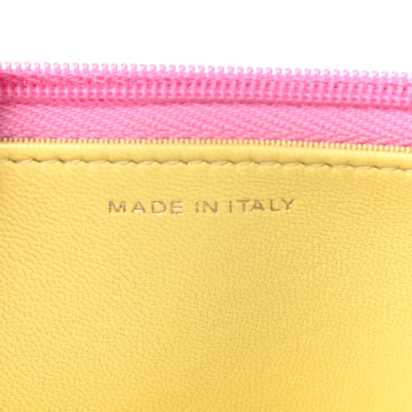 Lambskin Quilted Wallet On Chain WOC Pink Yellow
