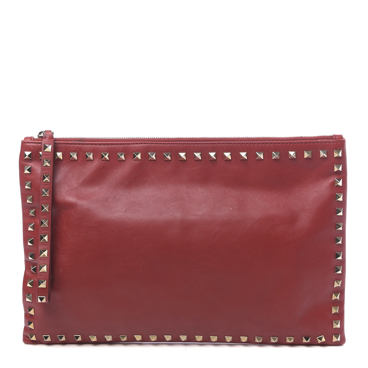 Valentino Garavani Vitello Large Rockstud Zip Wristlet Pouch Rosso Valentino 1 of 15