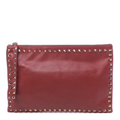 Valentino Garavani Vitello Large Rockstud Zip Wristlet Pouch Rosso Valentino 1 of 15