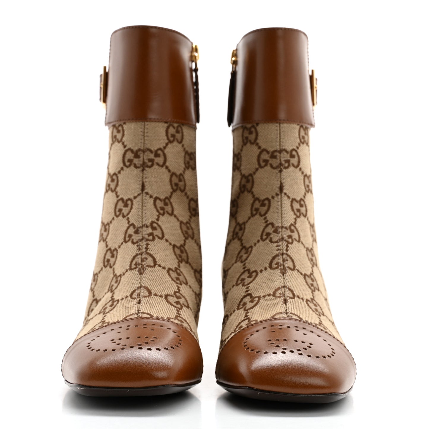 Monogram Cordovan Lux GG Ankle Boots 36.5 Beige Cuir