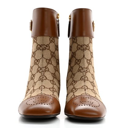 Gucci Monogram Cordovan Lux GG Ankle Boots 36.5 Beige Cuir 2 of 9
