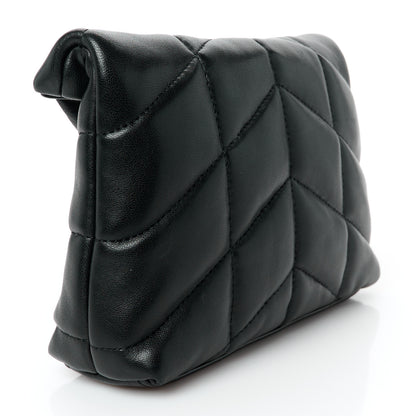 Saint Laurent Lambskin Monogram Loulou Puffer Pouch Clutch Black 3 of 8
