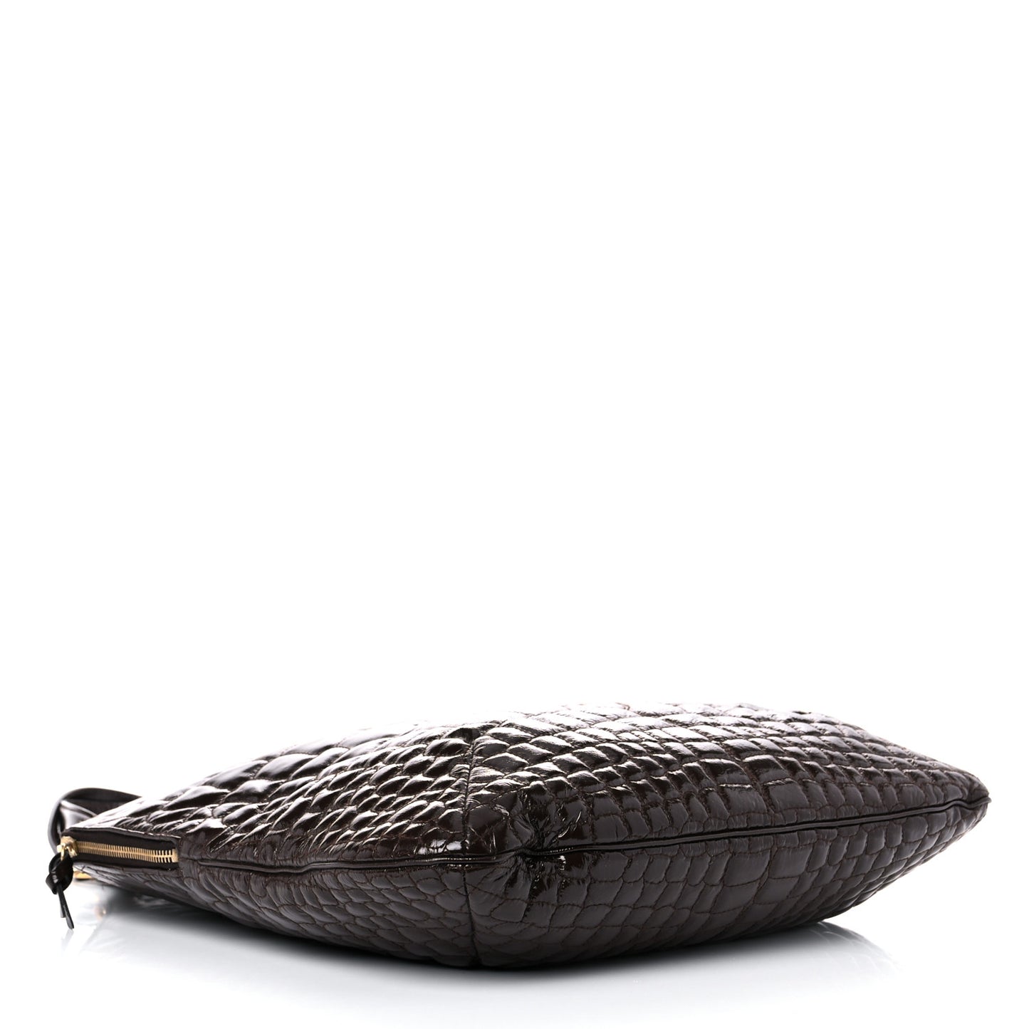 Patent Crocodile Embossed Tribute Tote Brown