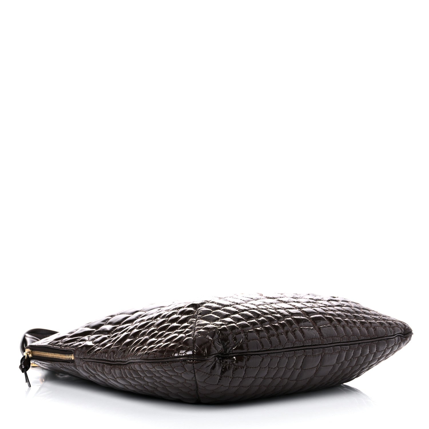 Saint Laurent Patent Crocodile Embossed Tribute Tote Brown 4 of 23