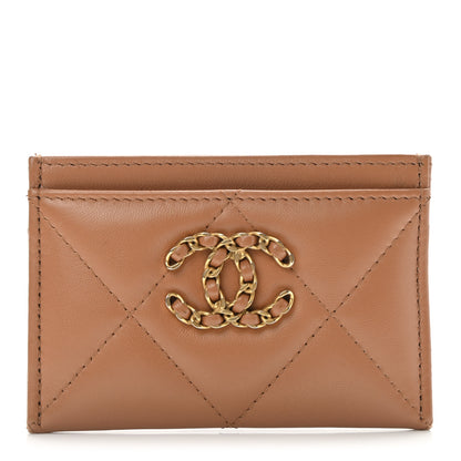 Chanel Lambskin Quilted Chanel 19 Card Holder Brown 1 of 8