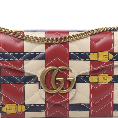 Gucci Calfskin Matelasse Trompe L'Oeil Print Mini GG Marmont Chain Wallet White 10 of 11