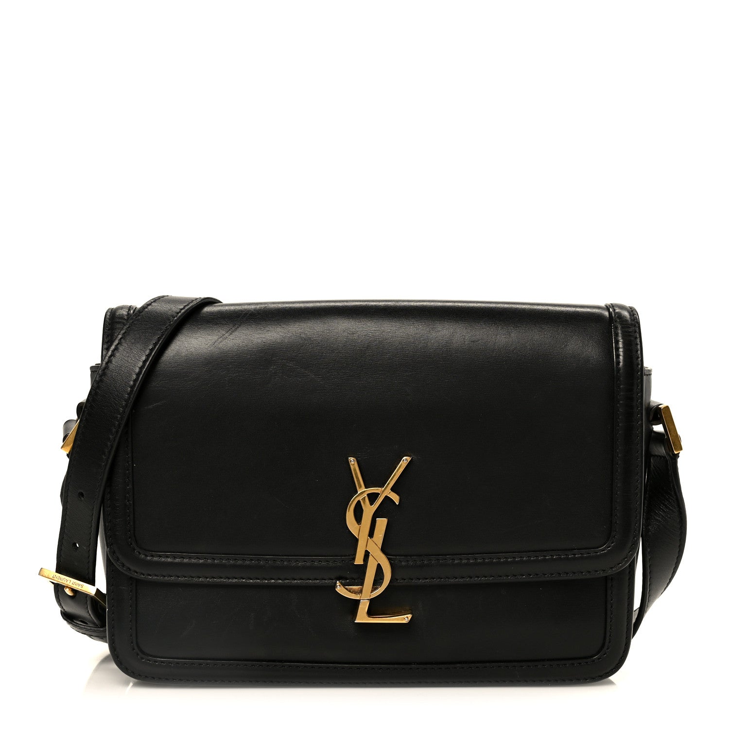 Saint Laurent Box Calfskin Monogram Medium Solferino Satchel Black 1 of 11