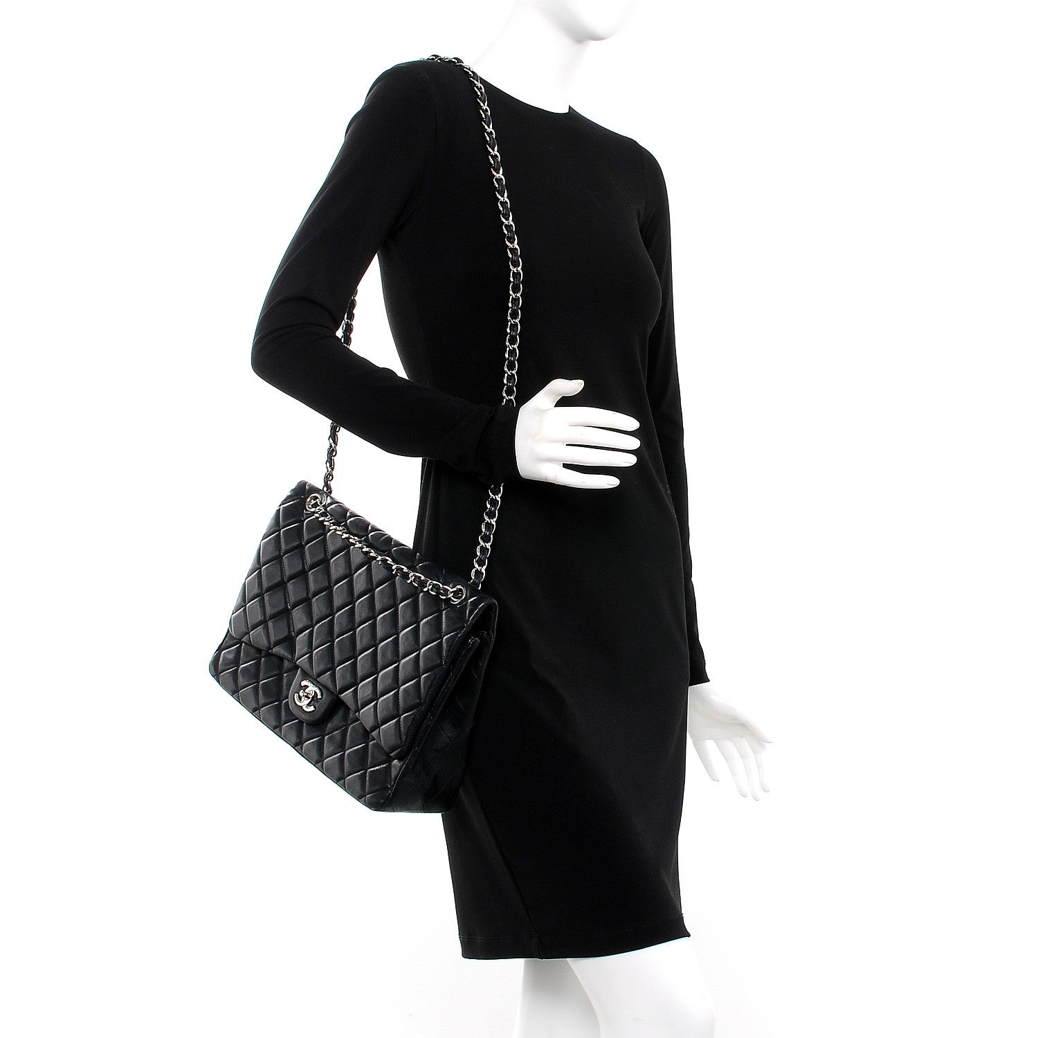 Chanel Lambskin Quilted Maxi Single Flap Black 2 of 7