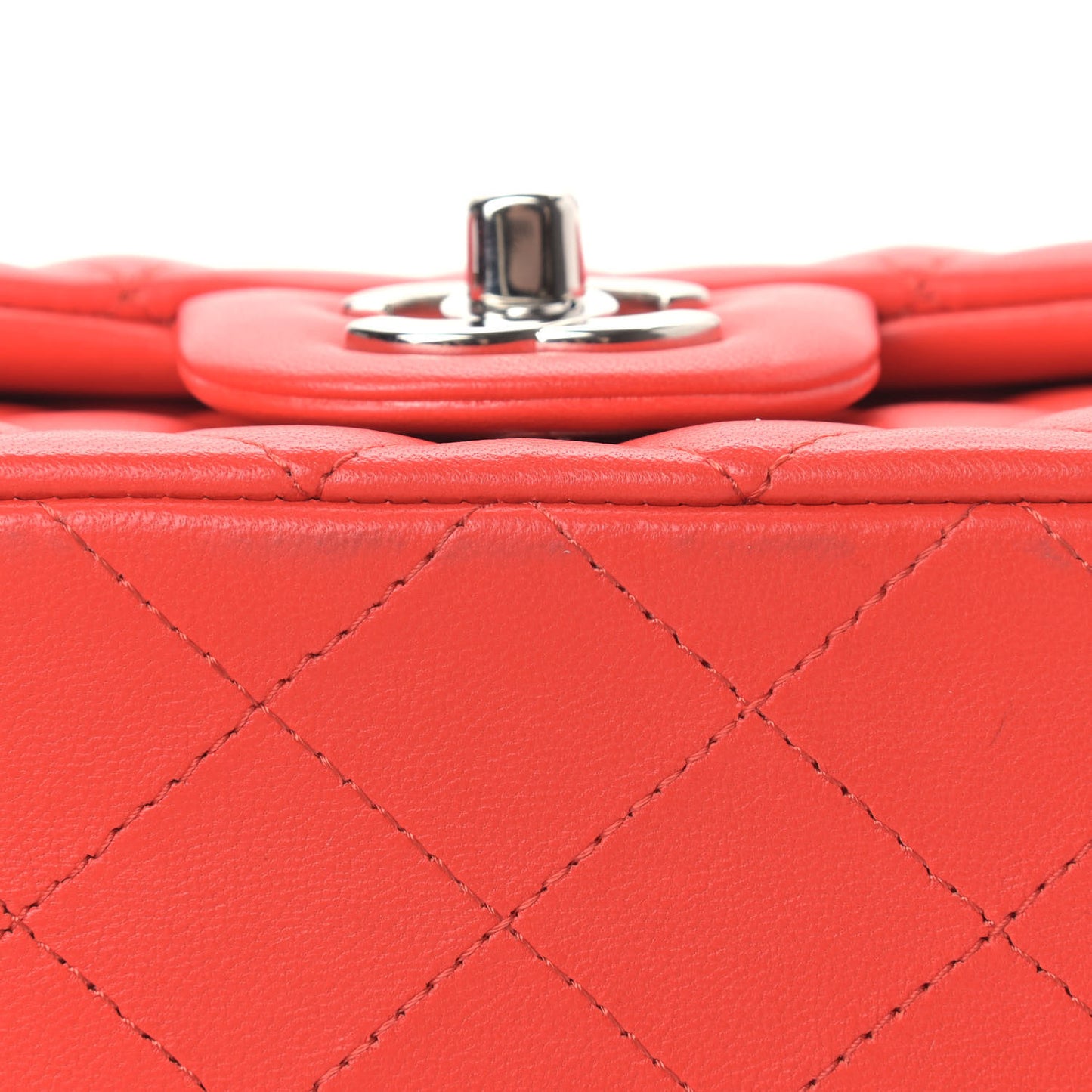 Lambskin Quilted Mini Rectangular Flap Red