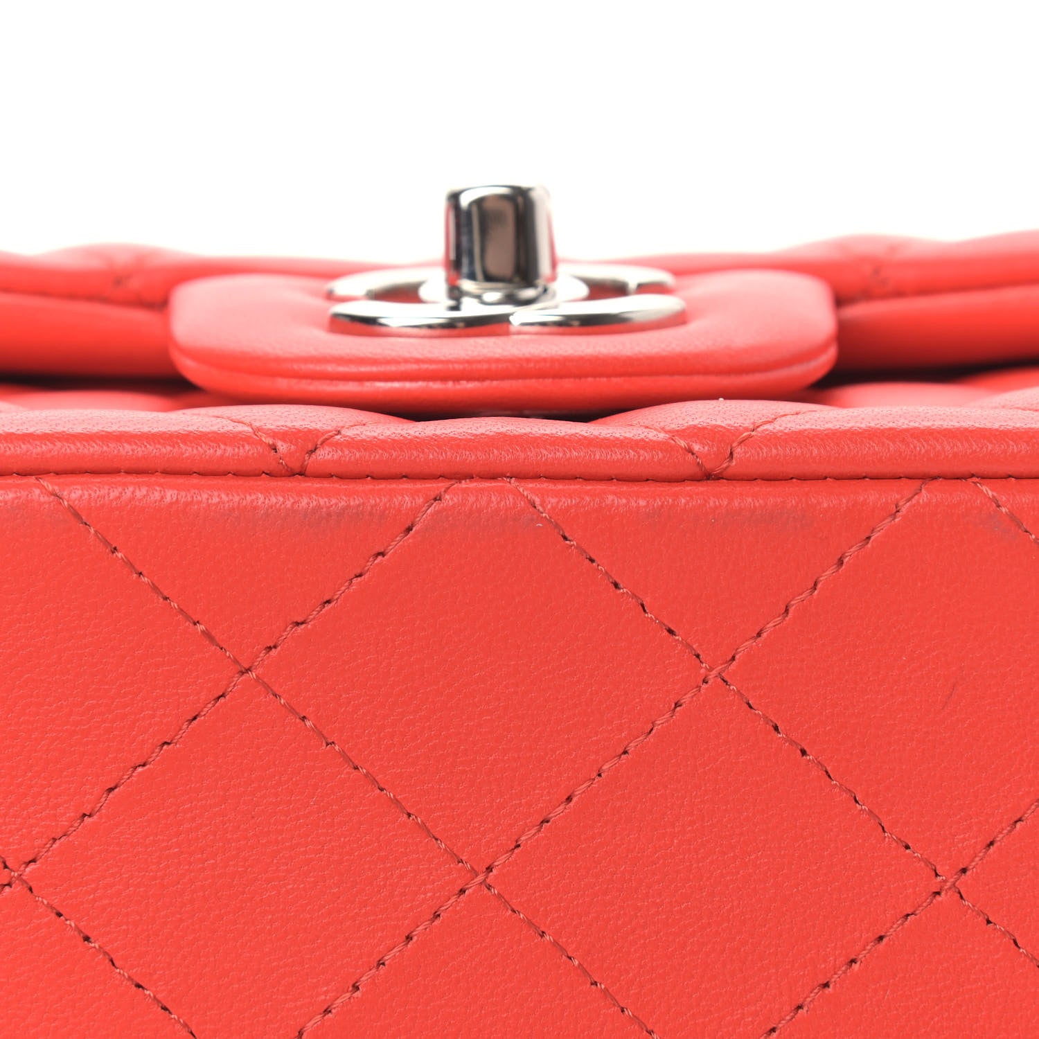 Chanel Lambskin Quilted Mini Rectangular Flap Red 13 of 14