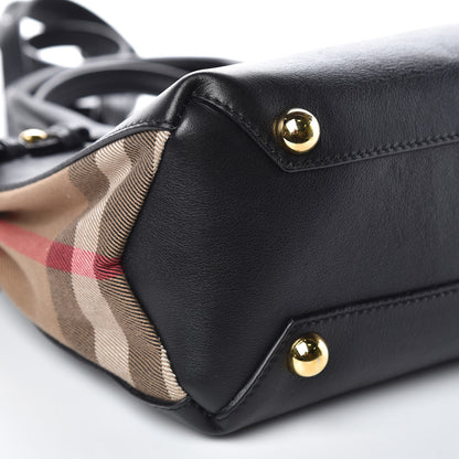 Burberry Grainy Calfskin House Check Small Banner Tote Black 9 of 11