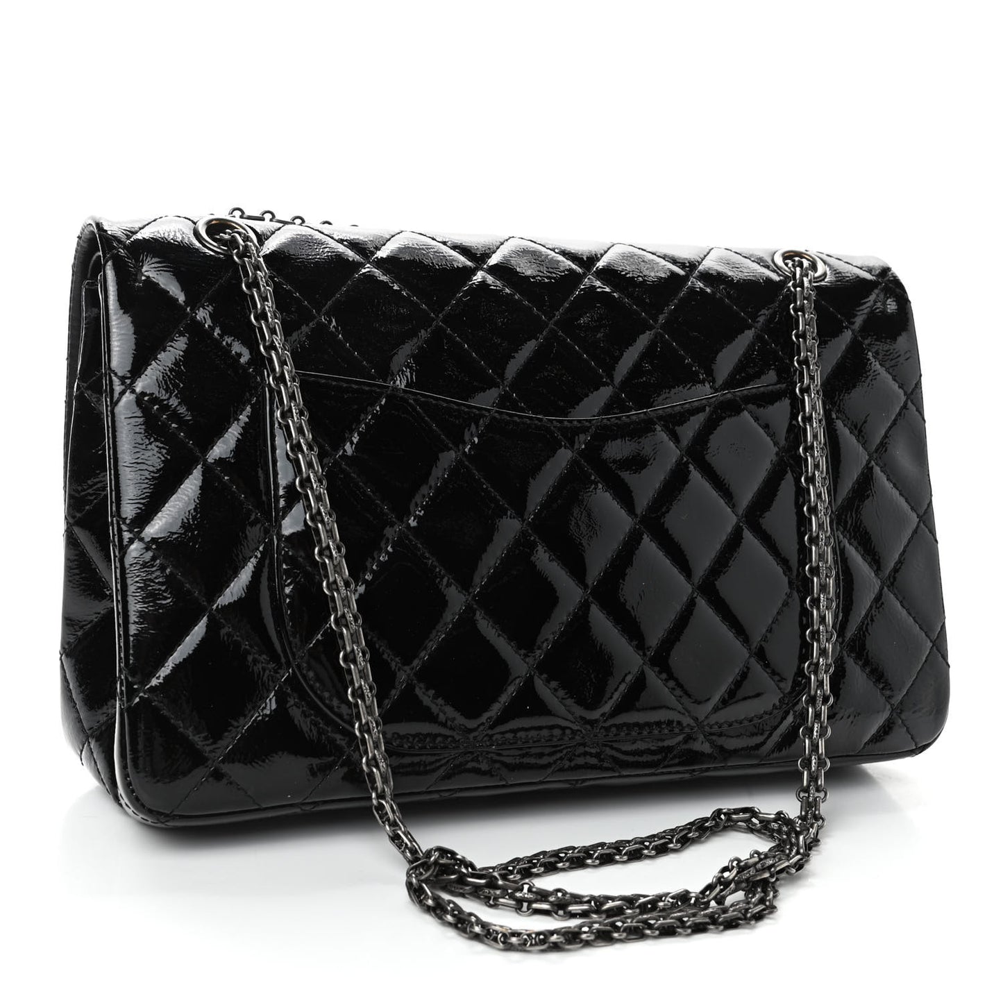 Distressed Patent Quilted 2.55 Reissue 227 Flap Black