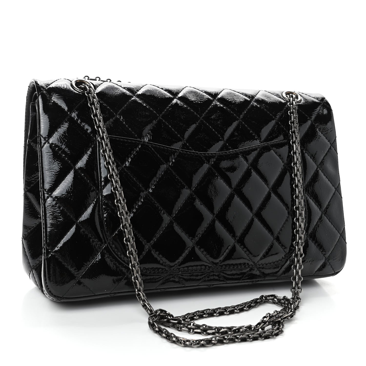 Chanel Distressed Patent Quilted 2.55 Reissue 227 Flap Black 2 of 4