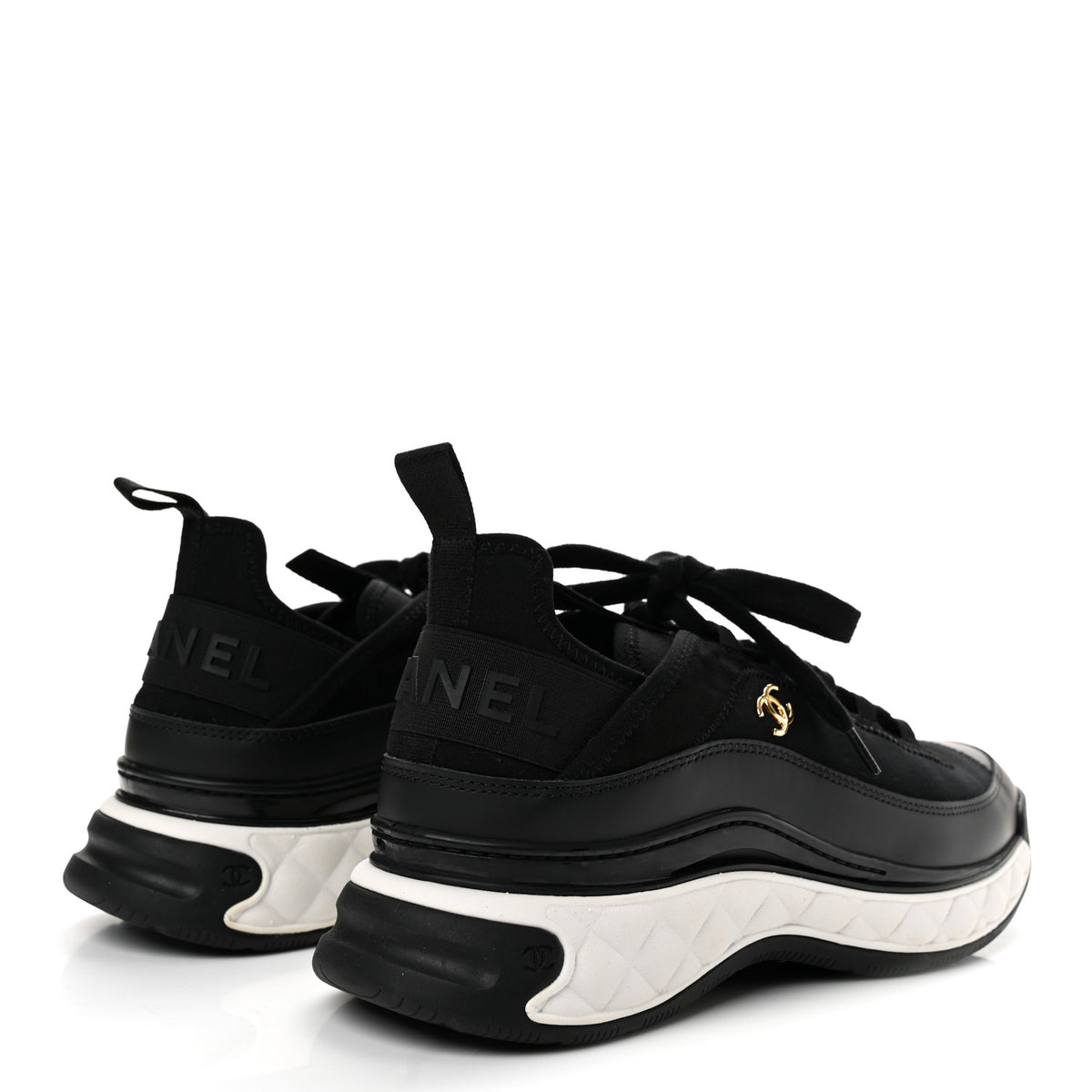 Chanel Velvet Calfskin Mixed Fibers CC Sneakers 41 Black 5 of 11