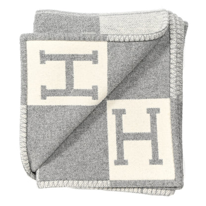 Hermes Wool Cashmere Avalon III Blanket Ecru Gris Clair 2 of 3