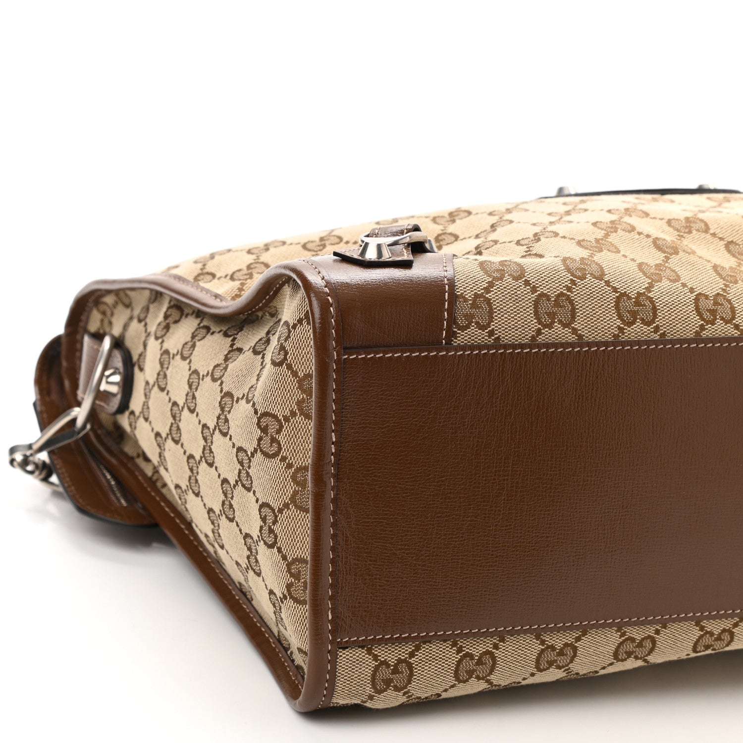 Balenciaga X GUCCI GG Monogram Azalea Calfskin Neo Classic Silver Hardware Medium City Beige Ebony Brown Sugar 7 of 8