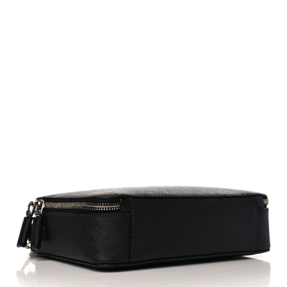 Prada Saffiano Travel Medium Brique Crossbody Bag Black 3 of 7