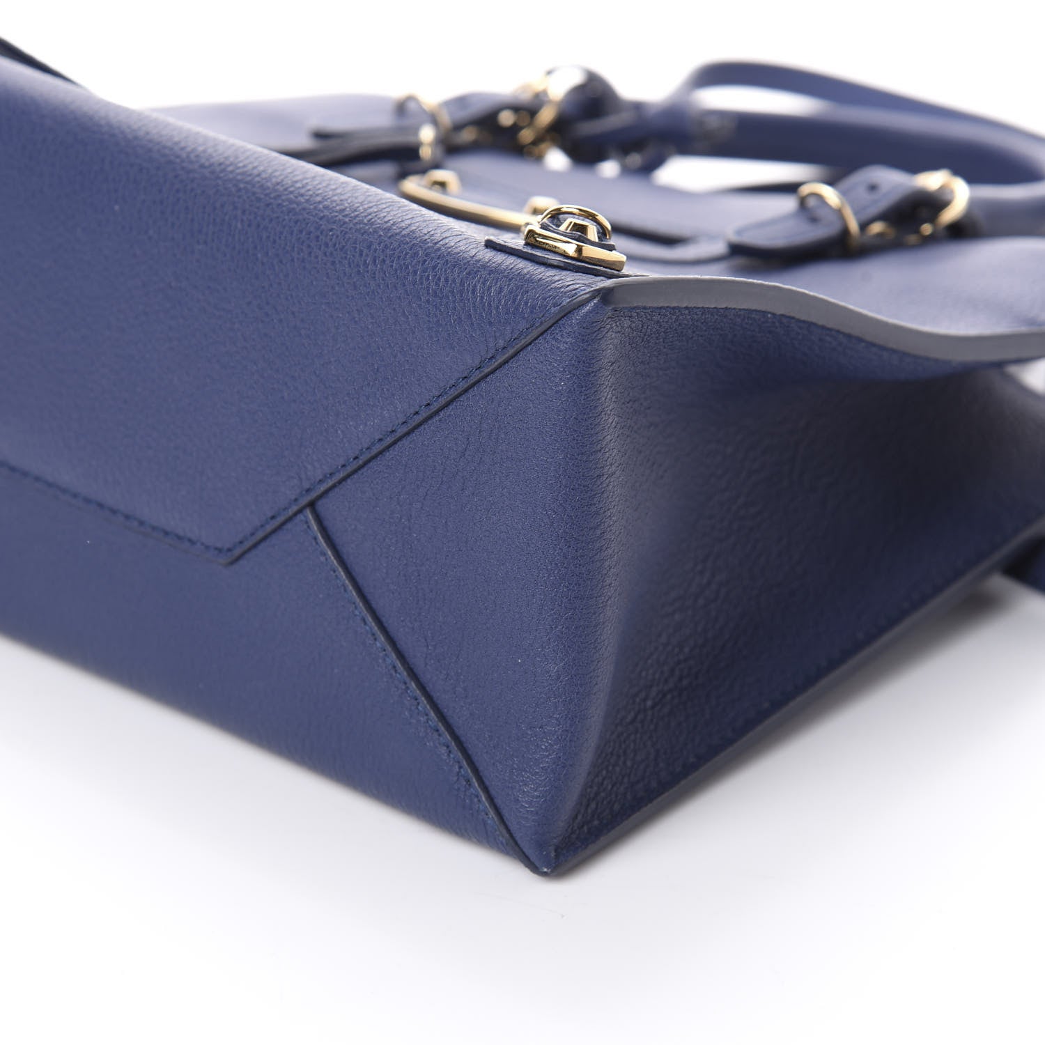 Balenciaga Grained Calfskin Gold Metallic Edge Hardware Papier Mini A4 Tote Bleu 8 of 8