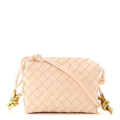 Bottega Veneta Patent Nappa Intrecciato Metallic Knot Mini Loop Camera Bag Macaroon 1 of 9