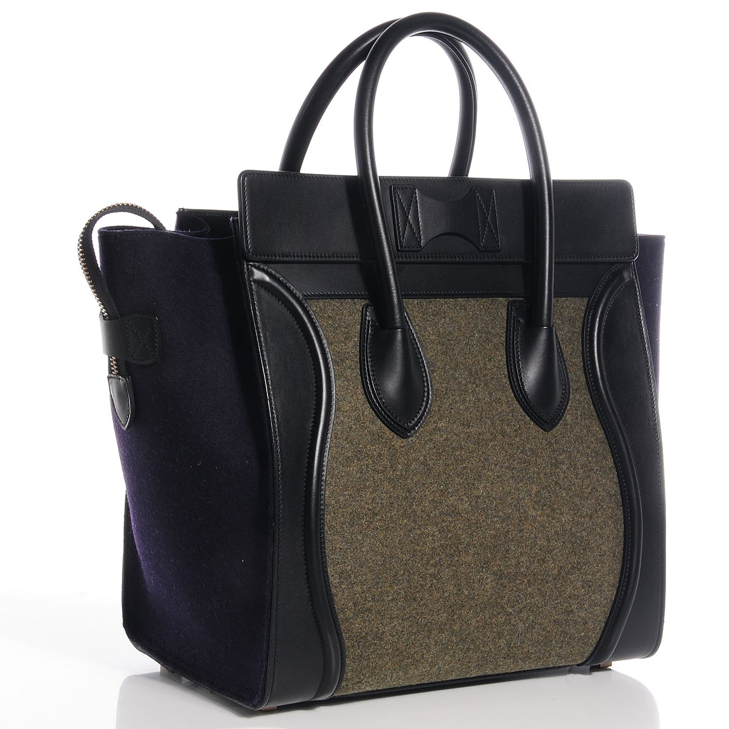 Smooth Calfskin Felt Mini Tri-Color Luggage Grey Blue Black