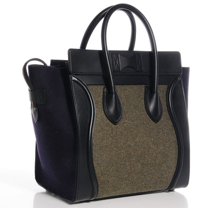 Celine Smooth Calfskin Felt Mini Tri-Color Luggage Grey Blue Black 3 of 8