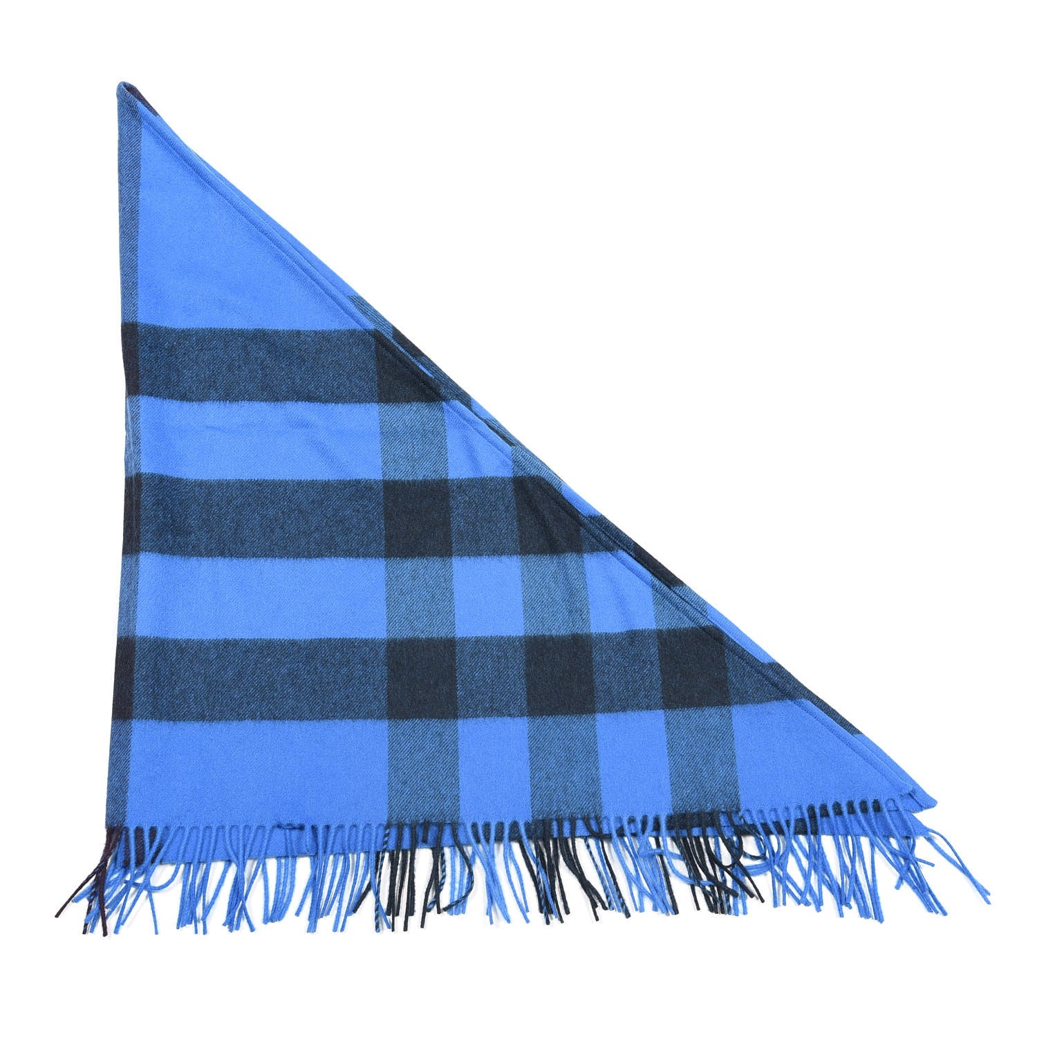 Burberry Cashmere Mega Check Triangle Bandana Scarf Bright Blue 1 of 3