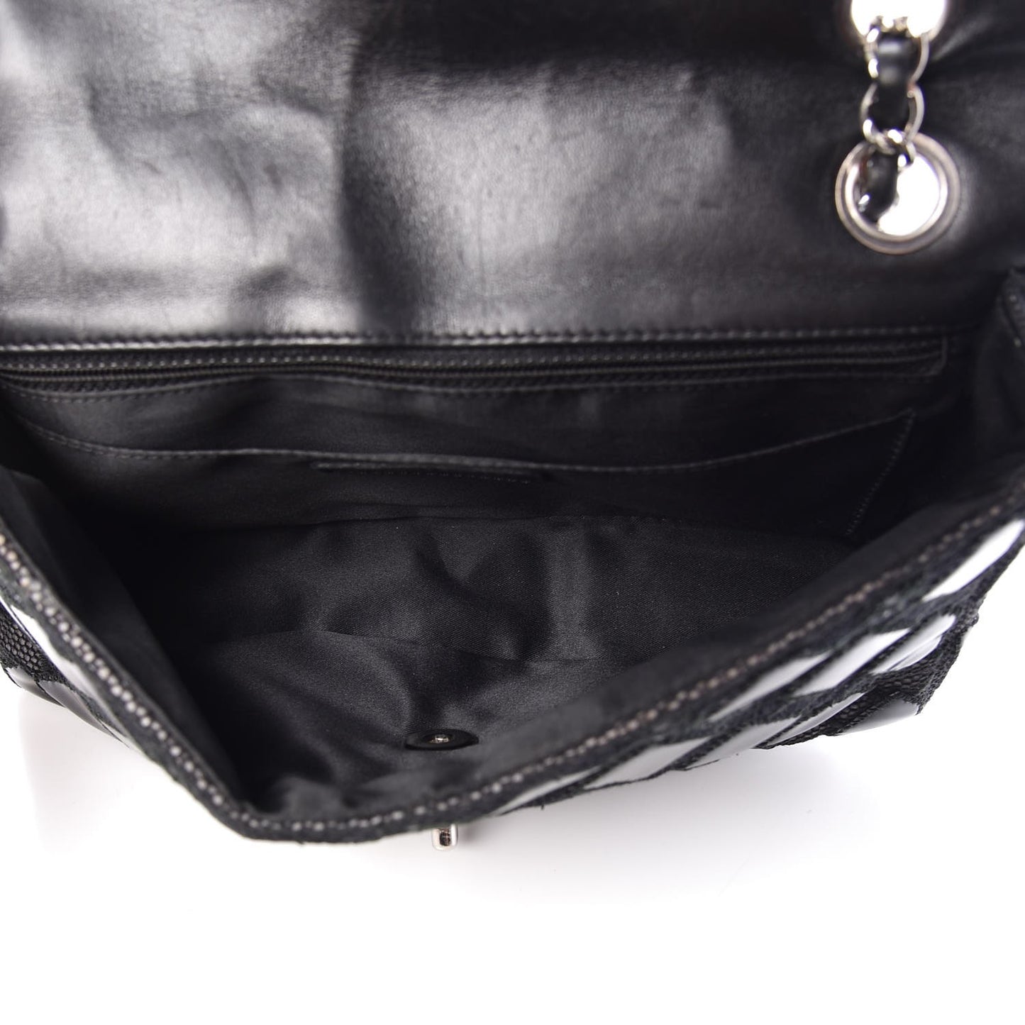 Vinyl Mesh Quilted Medium Single Flap Black