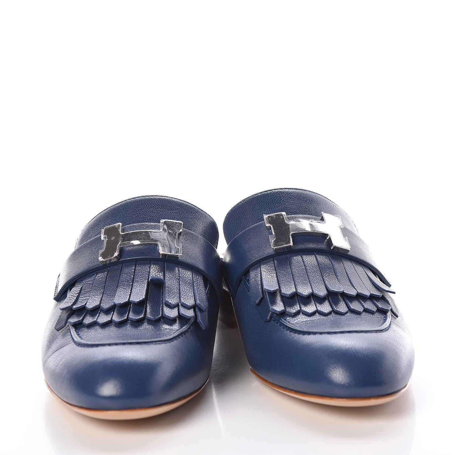 Hermes Goatskin Rivoli Mules 36.5 Bleu Maritime 3 of 7