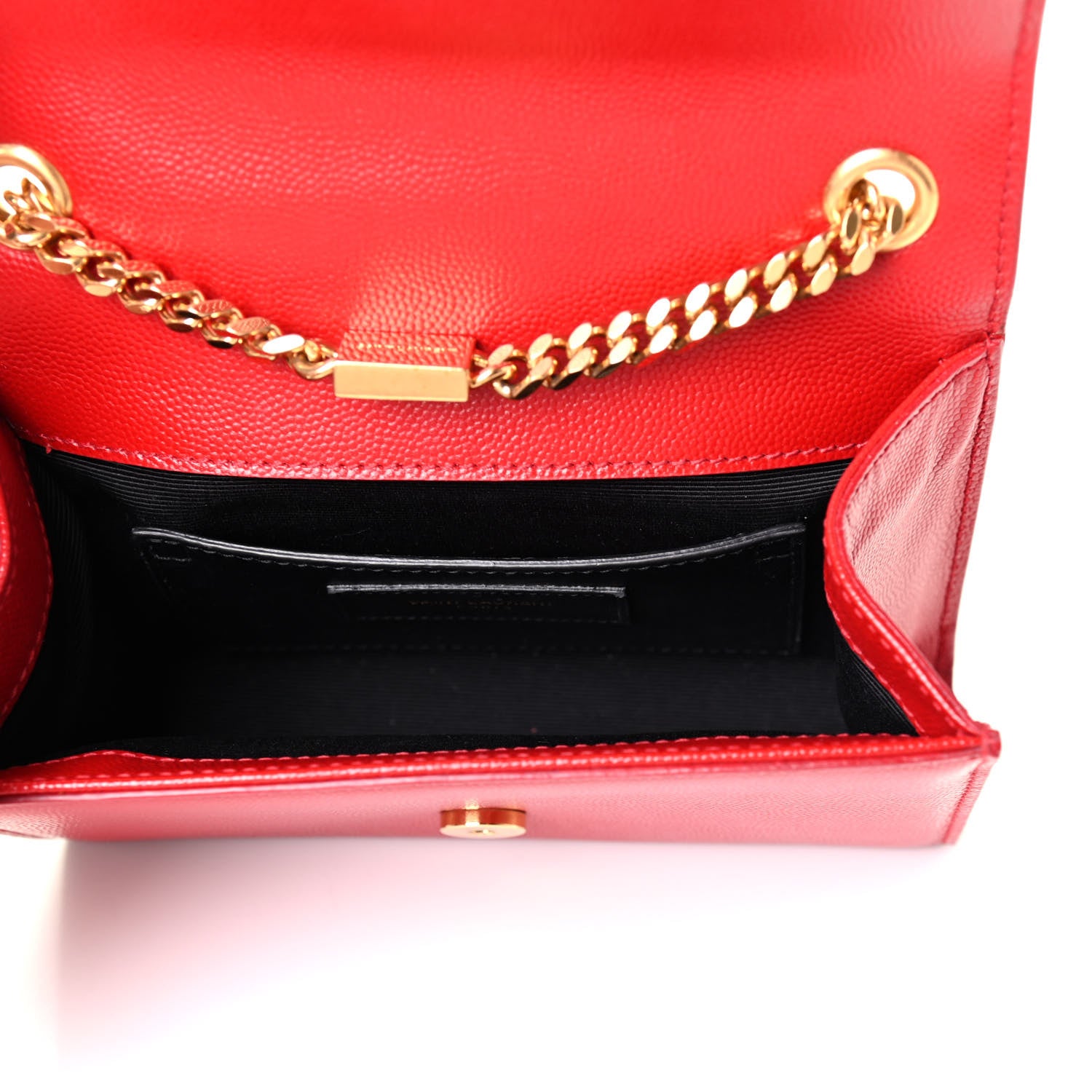 Saint Laurent Grain De Poudre Small Monogram Kate Satchel Red 4 of 4