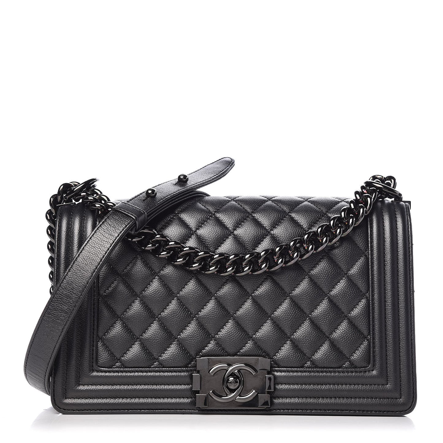 Caviar Quilted Medium Boy Flap So Black